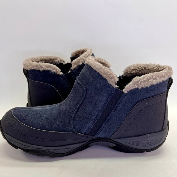 Easy Spirit Epic Cold Weather Slip-On Bootie Size 7.5M Navy Faux Fur Lined - Picture 3 of 16